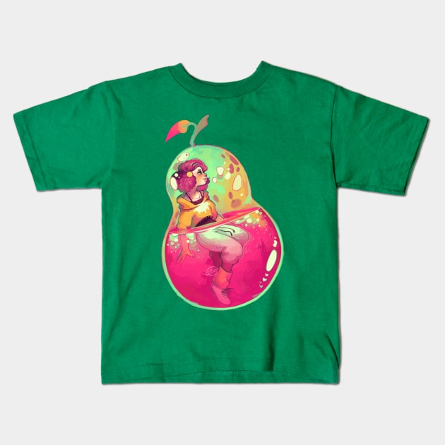 Pear Kids T-Shirt by GDBee